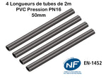 Lots de Barres Rigide Tube PVC Pression PN10 ou PN16 (diamètres 32mm, 40mm, 50mm, 63mm)